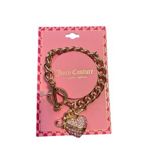 Juicy Couture Gold Bracelet with Pink Heart Charm
